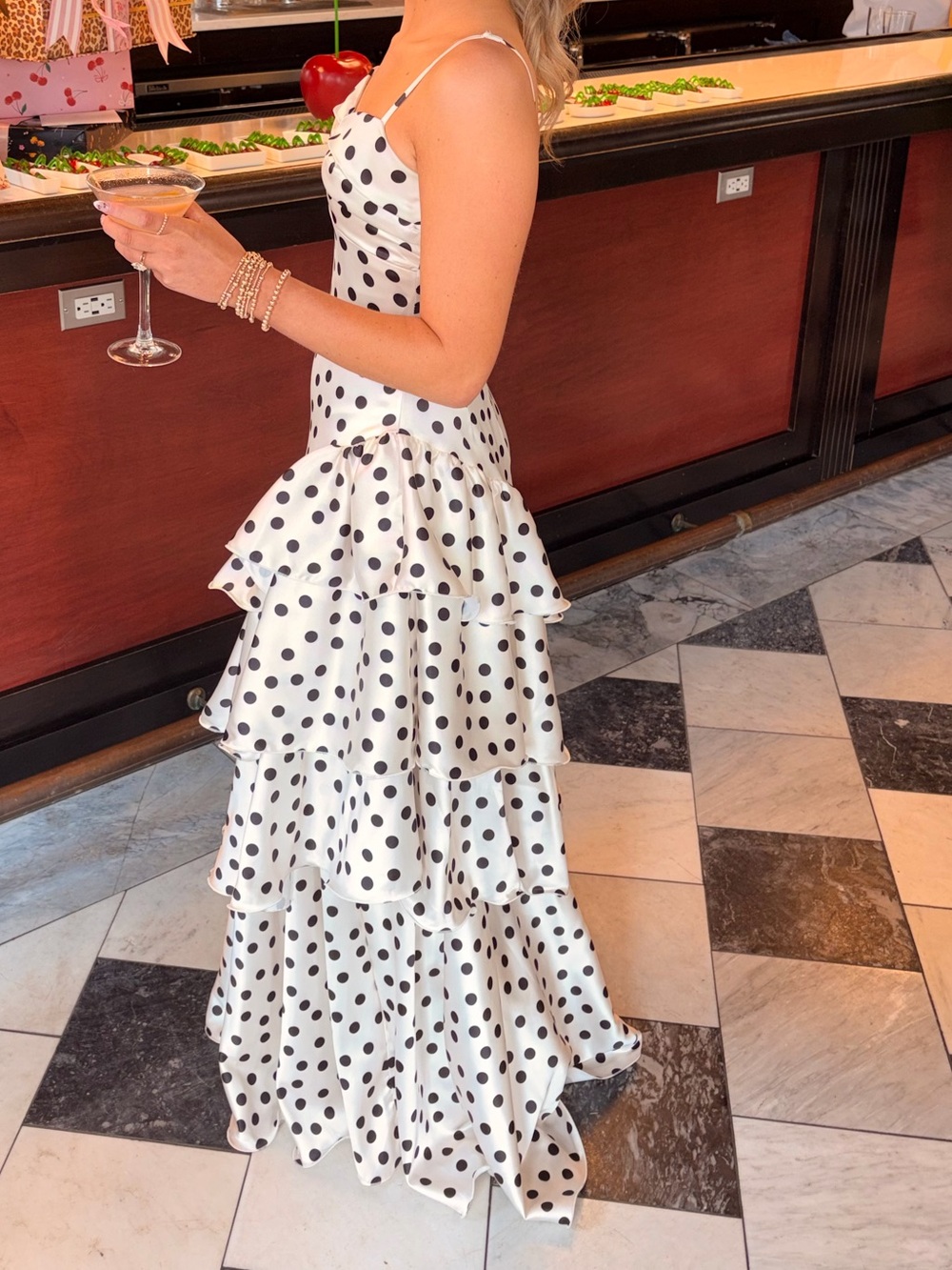 White Polka Dot Tiered Maxi Dress